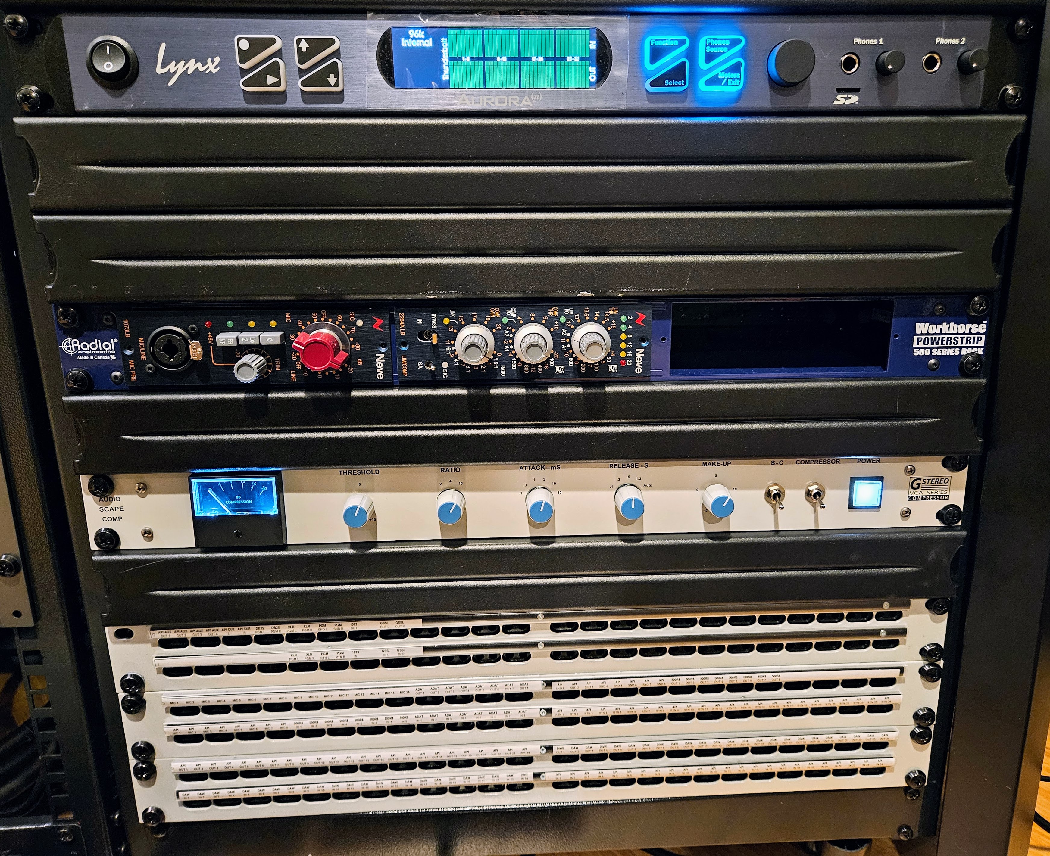 Lynx Aurora, Neve Channel Strip, SSL Mix Buss.